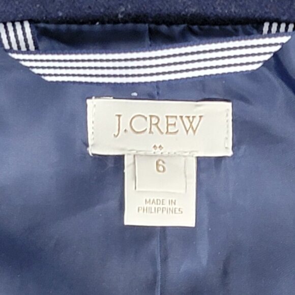 J. Crew Navy Wool Blend Single Breasted Button Front Short Coat - 6 - Picture 9 of 9